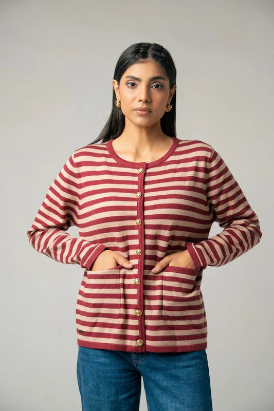 Picture of Ellena - Striped Knit Sweater - Available at Raja Sahib