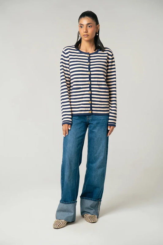 Picture of Ellena - Striped Knit Sweater - Available at Raja Sahib