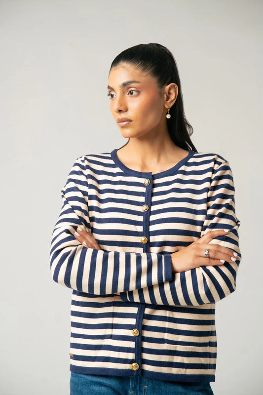 Picture of Ellena - Striped Knit Sweater - Available at Raja Sahib