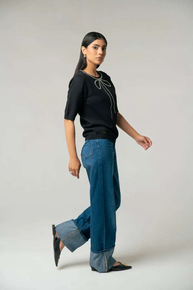 Picture of Ellena - Short Sleeves Sweater - Available at Raja Sahib