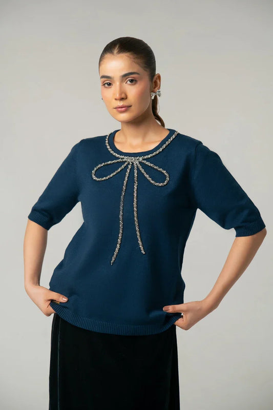 Picture of Ellena - Short Sleeves Sweater - Available at Raja Sahib