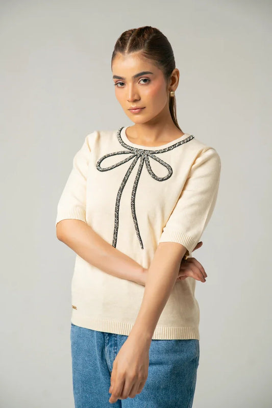 Picture of Ellena - Short Sleeves Sweater - Available at Raja Sahib