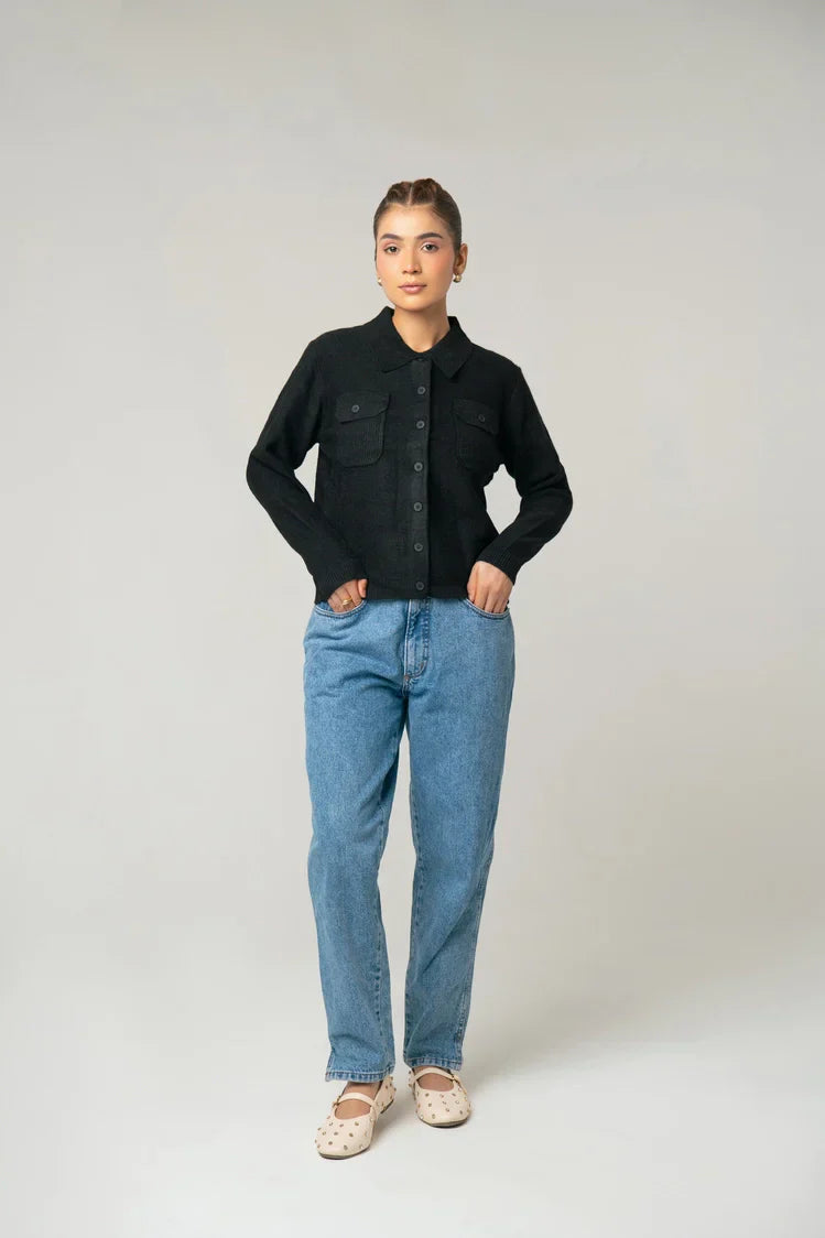 Picture of Ellena - Collar Knit Cardigan - Available at Raja Sahib