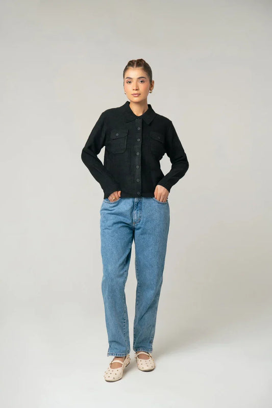 Picture of Ellena - Collar Knit Cardigan - Available at Raja Sahib