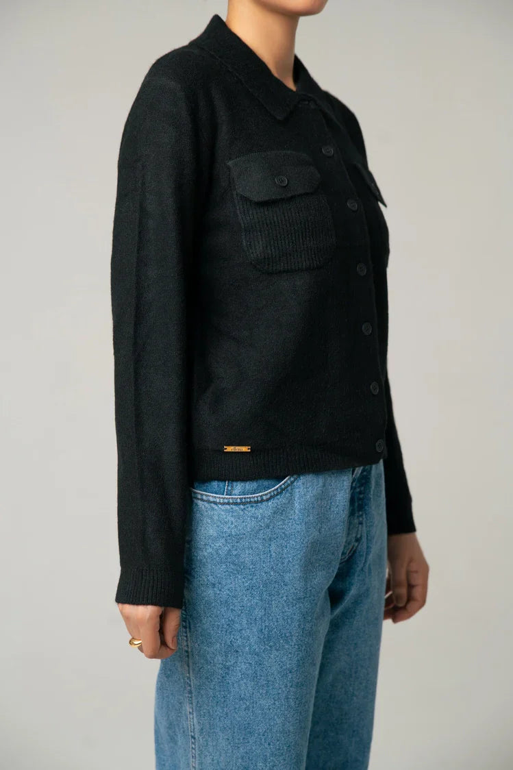 Picture of Ellena - Collar Knit Cardigan - Available at Raja Sahib