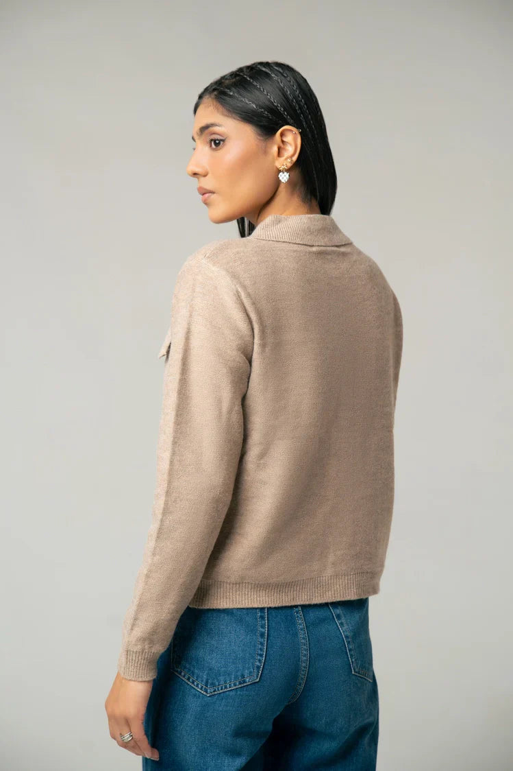 Picture of Collar Knit Cardigan - Available at Raja Sahib