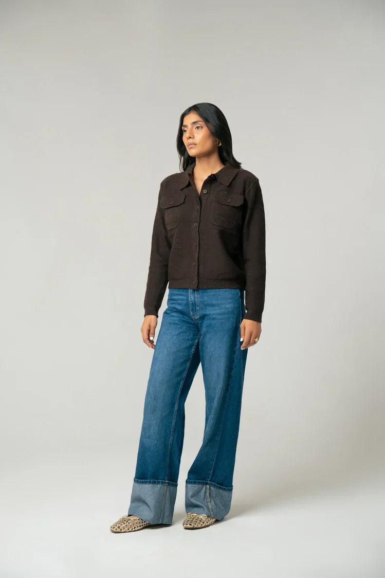 Picture of Collar Knit Cardigan - Available at Raja Sahib