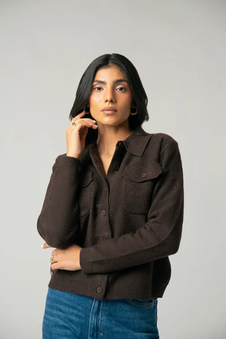 Picture of Collar Knit Cardigan - Available at Raja Sahib