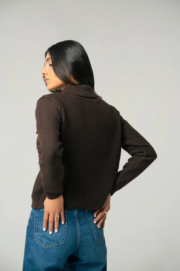 Picture of Collar Knit Cardigan - Available at Raja Sahib