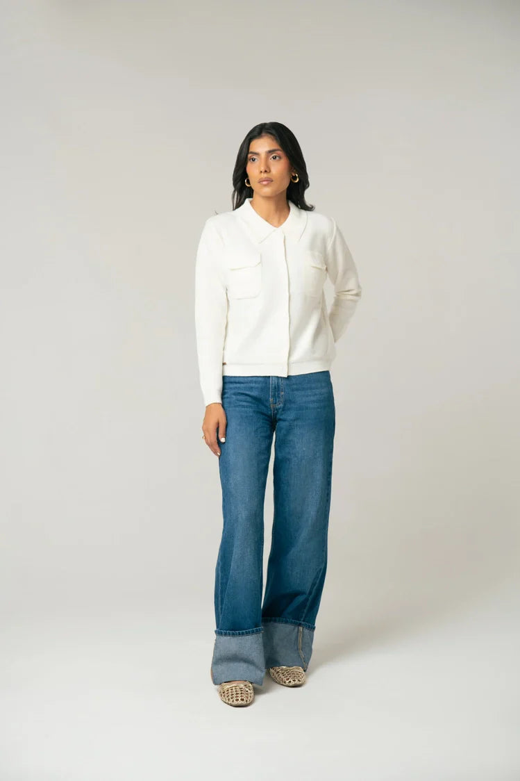 Picture of Collar Knit Cardigan - Available at Raja Sahib