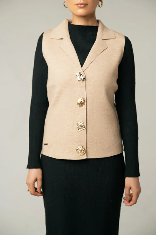 Picture of Sleeveless Collar Knit Cardigan - Available at Raja Sahib