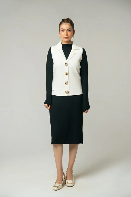Picture of Sleeveless Collar Knit Cardigan - Available at Raja Sahib