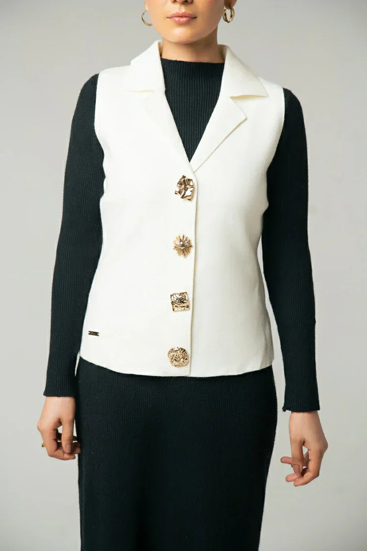 Picture of Sleeveless Collar Knit Cardigan - Available at Raja Sahib