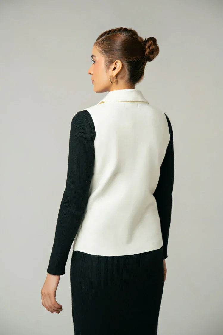 Picture of Sleeveless Collar Knit Cardigan - Available at Raja Sahib