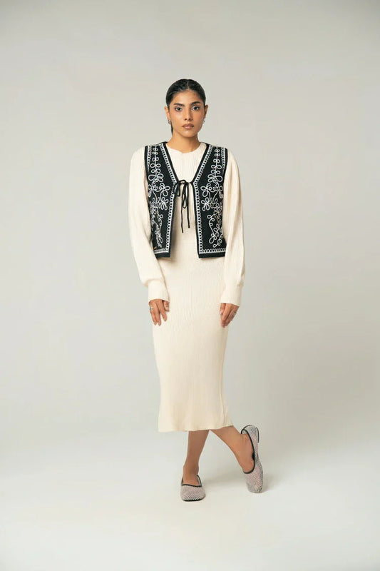 Picture of Embroidered Knit Cardigan - Available at Raja Sahib