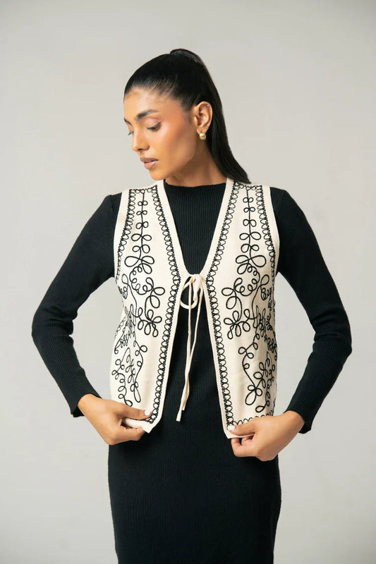 Picture of Embroidered Knit Cardigan - Available at Raja Sahib