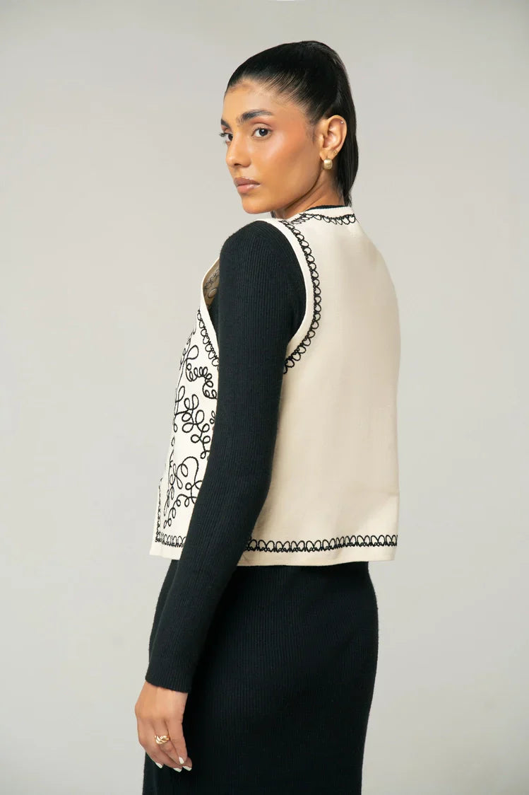 Picture of Embroidered Knit Cardigan - Available at Raja Sahib