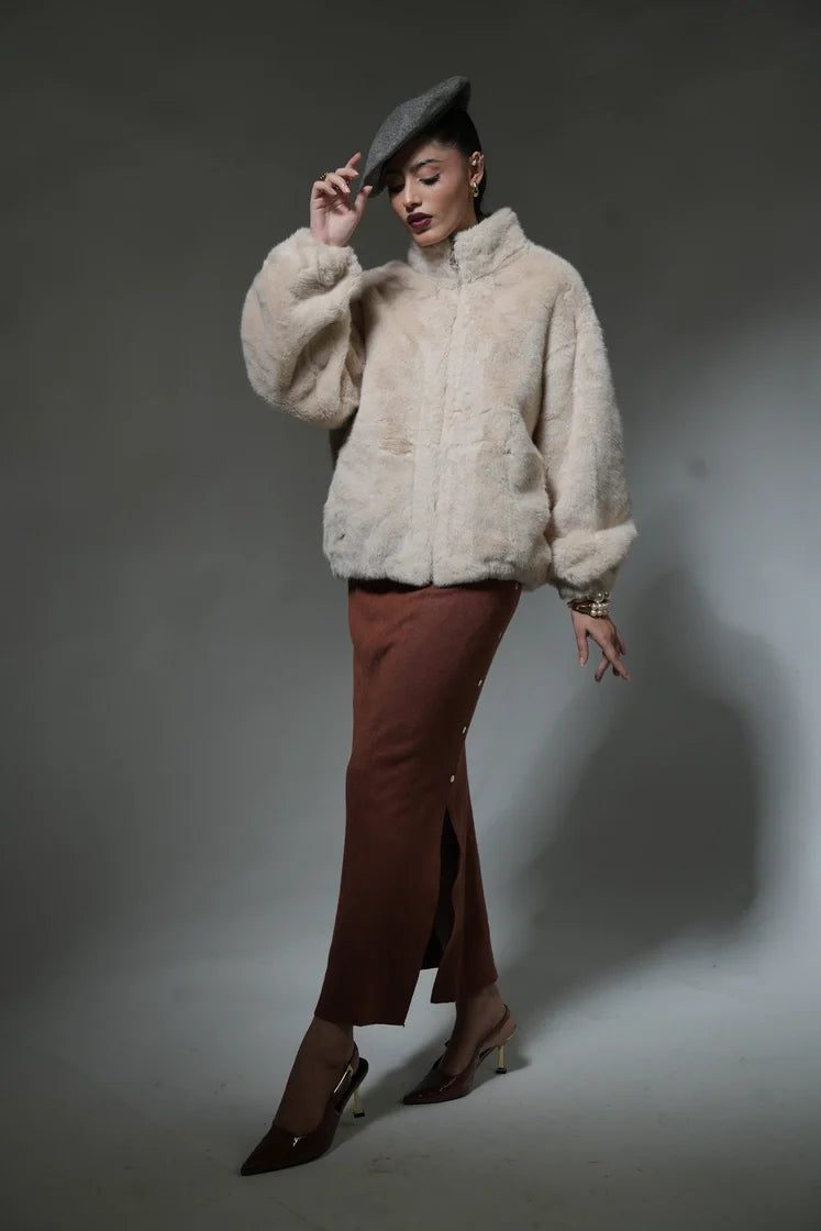 Picture of Faux-Fur Bomber Jacket - Available at Raja Sahib