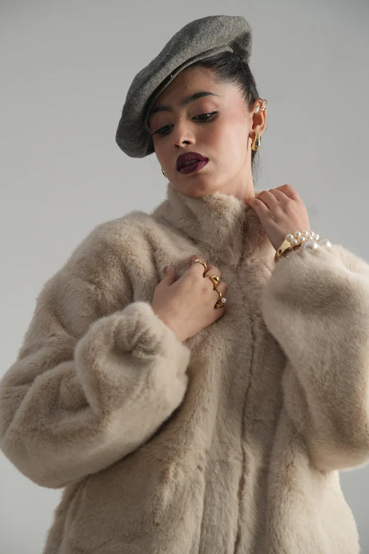 Picture of Faux-Fur Bomber Jacket - Available at Raja Sahib