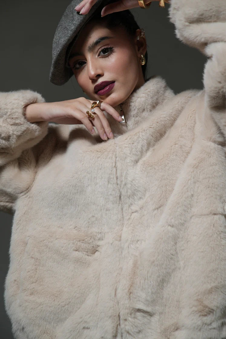 Picture of Faux-Fur Bomber Jacket - Available at Raja Sahib