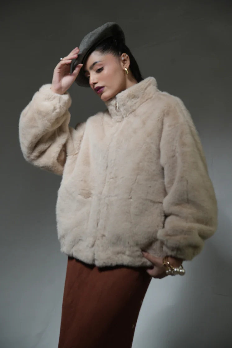 Picture of Faux-Fur Bomber Jacket - Available at Raja Sahib