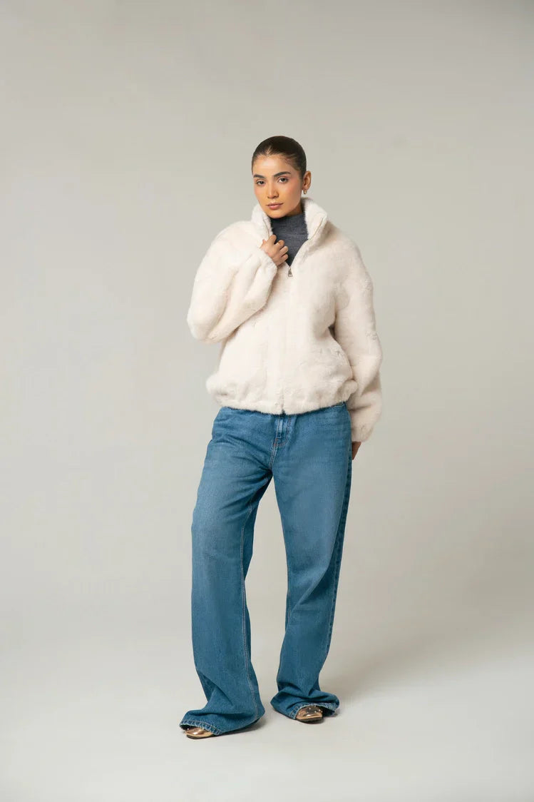 Picture of Faux-Fur Bomber Jacket - Available at Raja Sahib