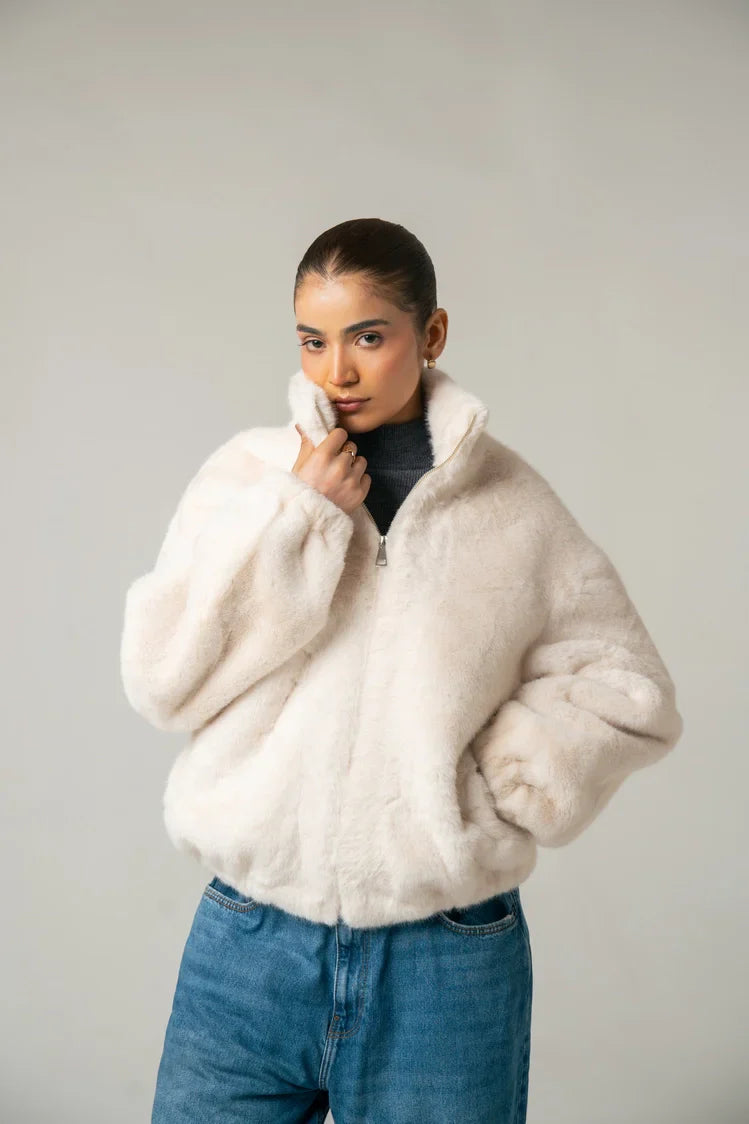 Picture of Faux-Fur Bomber Jacket - Available at Raja Sahib