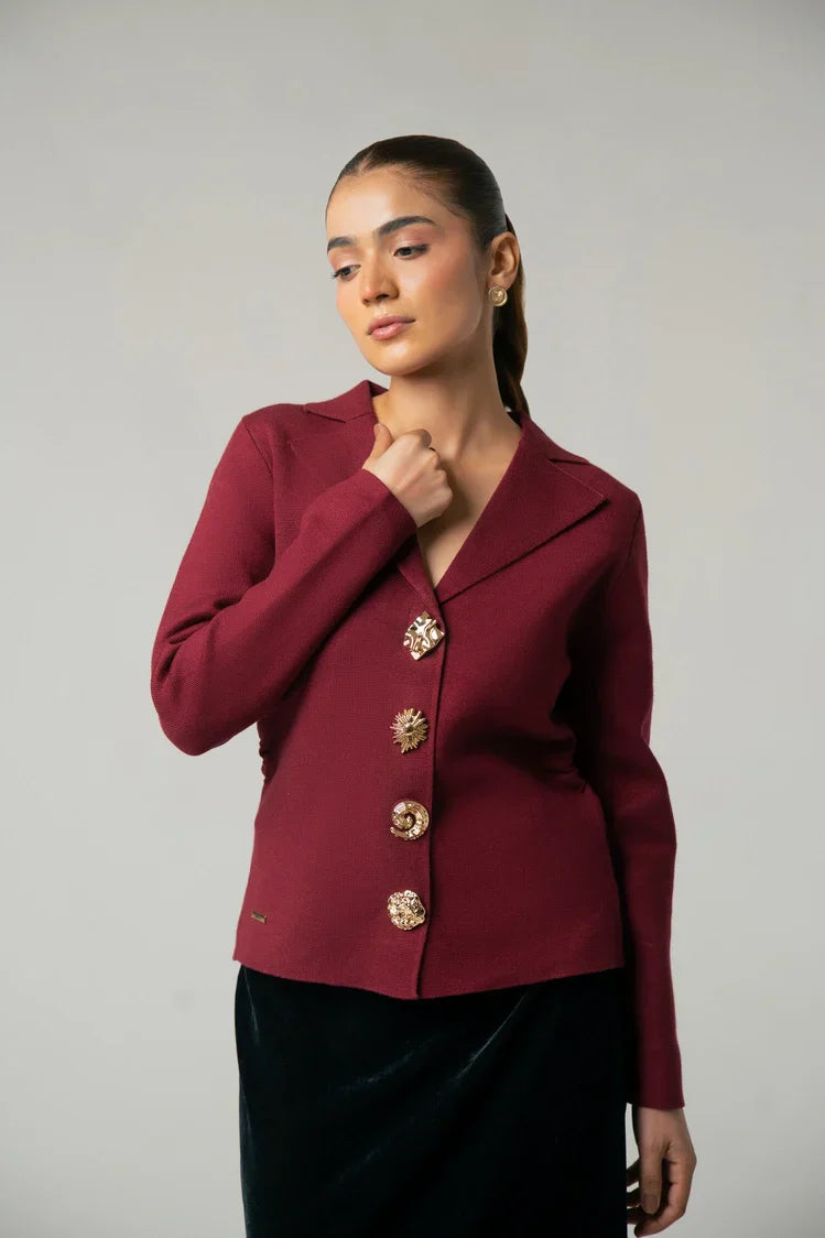 Picture of Collar Knit Cardigan - Available at Raja Sahib