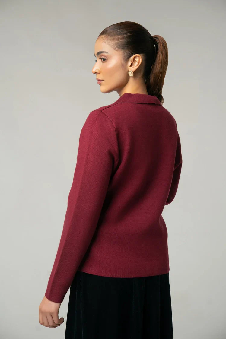 Picture of Collar Knit Cardigan - Available at Raja Sahib