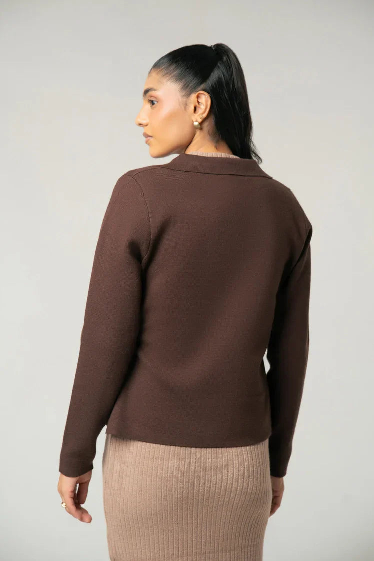 Picture of Collar Knit Cardigan - Available at Raja Sahib