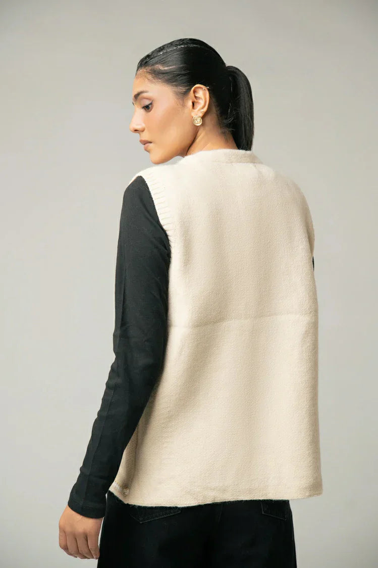 Picture of Sleeveless Embroidered Knit Sweater - Available at Raja Sahib