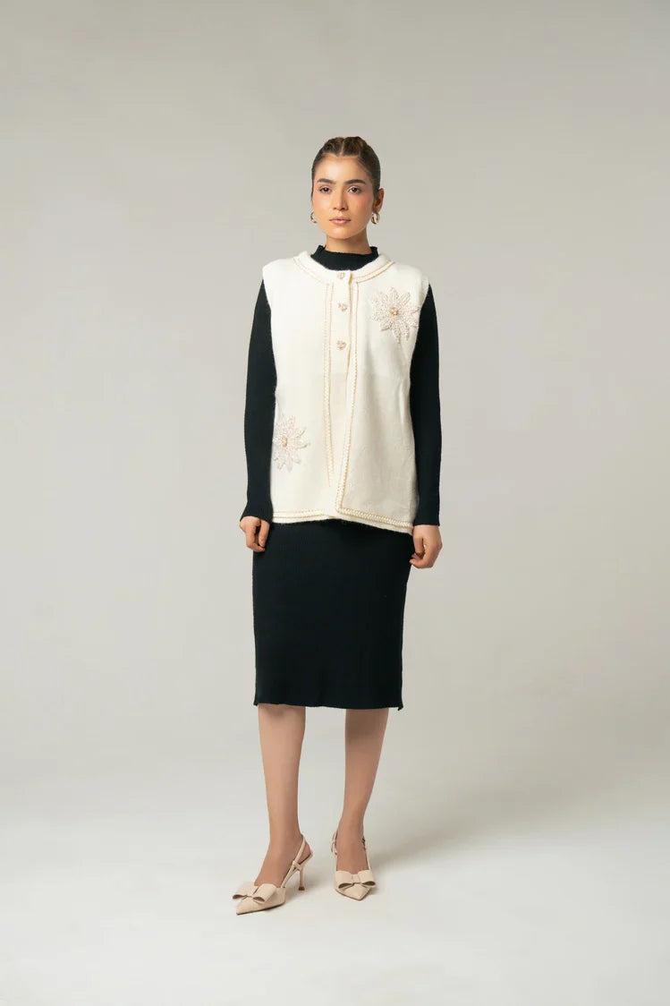 Picture of Sleeveless Embroidered Knit Sweater - Available at Raja Sahib