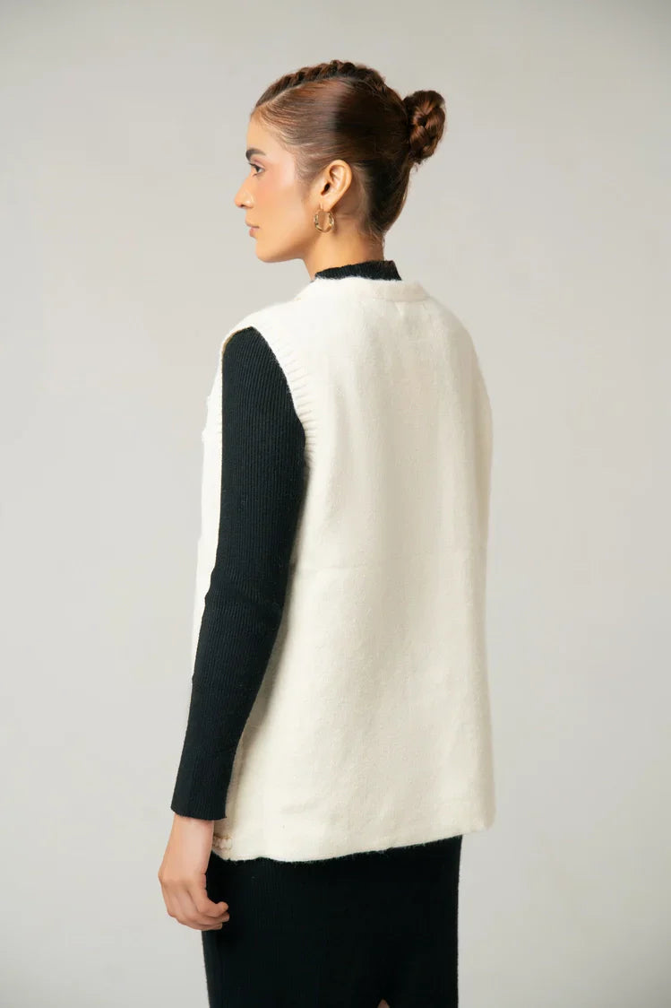 Picture of Sleeveless Embroidered Knit Sweater - Available at Raja Sahib