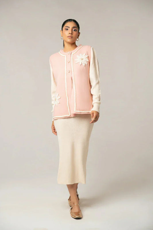 Picture of Sleeveless Embroidered Knit Sweater - Available at Raja Sahib