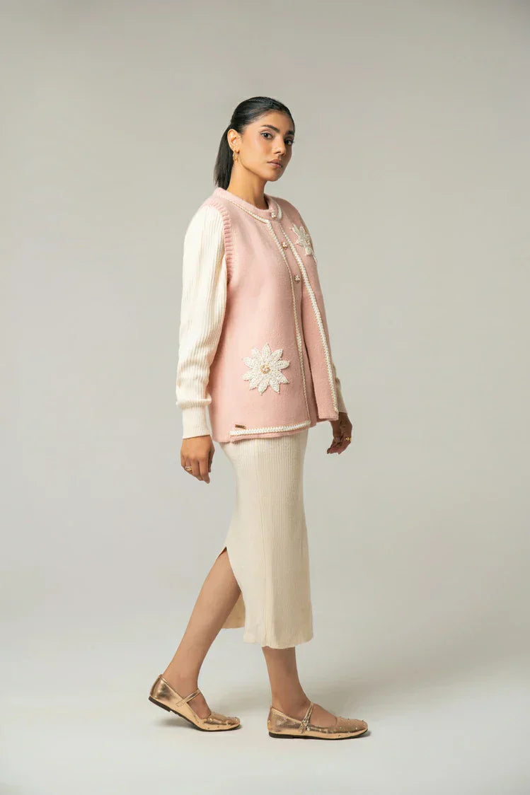 Picture of Sleeveless Embroidered Knit Sweater - Available at Raja Sahib