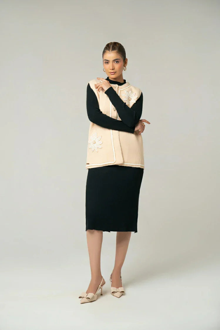 Picture of Sleeveless Embroidered Knit Sweater - Available at Raja Sahib