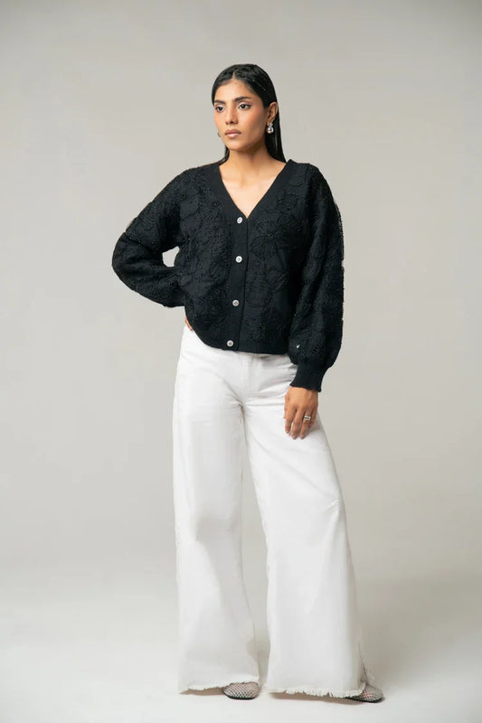 Picture of Embroidered Knit Cardigan - Available at Raja Sahib