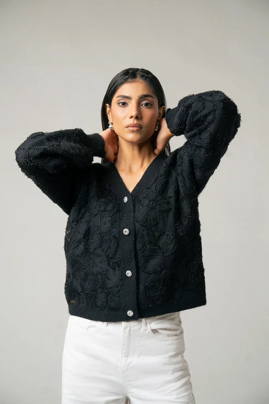 Picture of Embroidered Knit Cardigan - Available at Raja Sahib