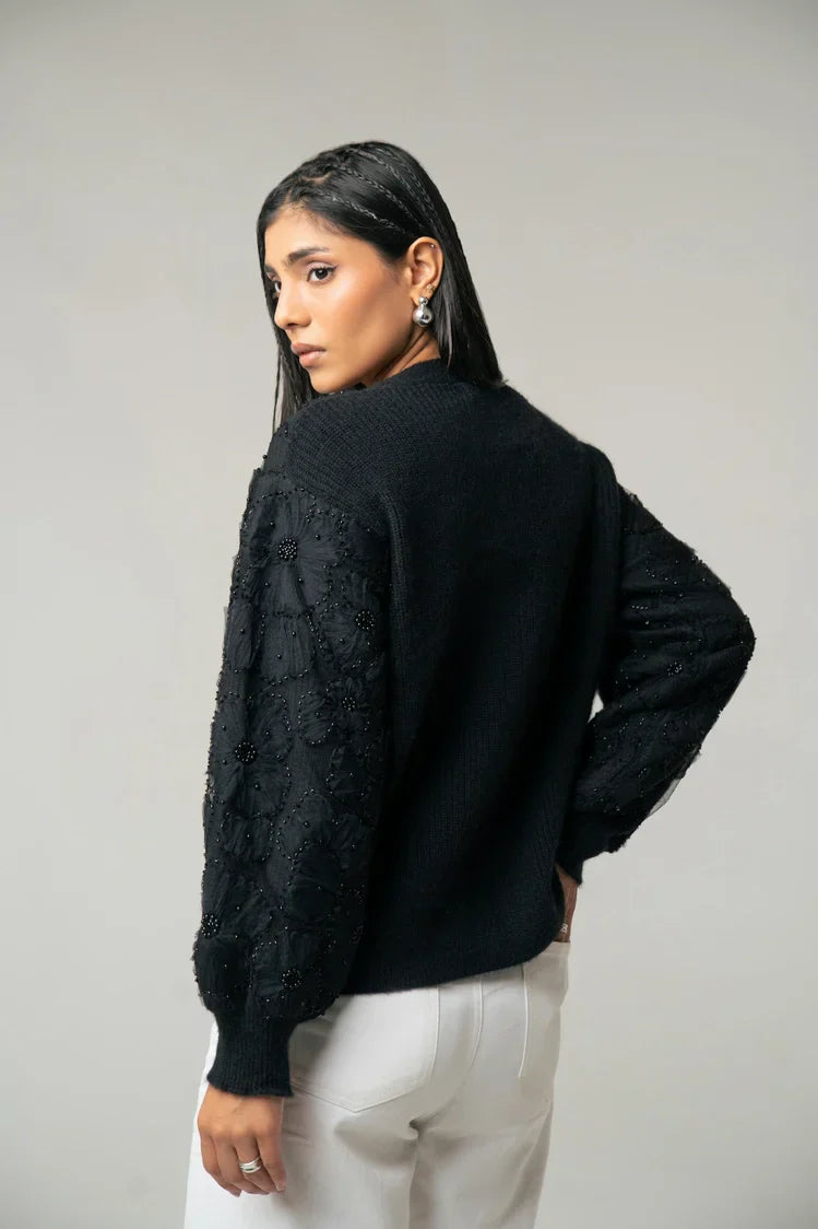 Picture of Embroidered Knit Cardigan - Available at Raja Sahib