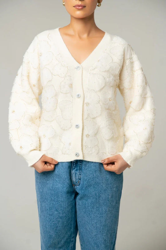 Picture of Embroidered Knit Cardigan - Available at Raja Sahib