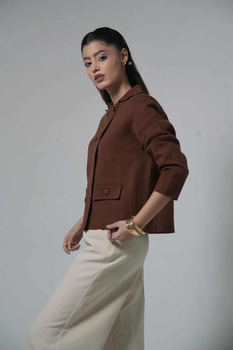 Picture of Collar Knit Cardigan - Available at Raja Sahib