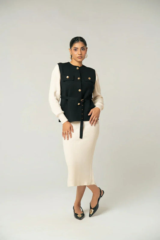 Picture of Sleeveless Knit Cardigan - Available at Raja Sahib