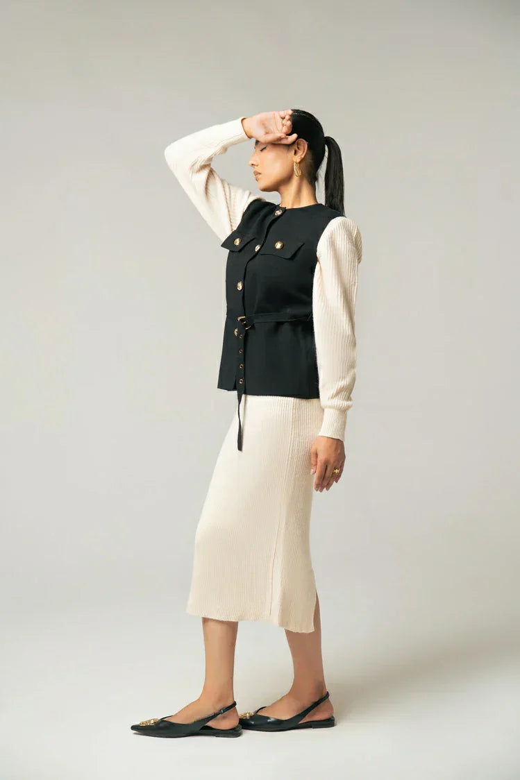 Picture of Sleeveless Knit Cardigan - Available at Raja Sahib