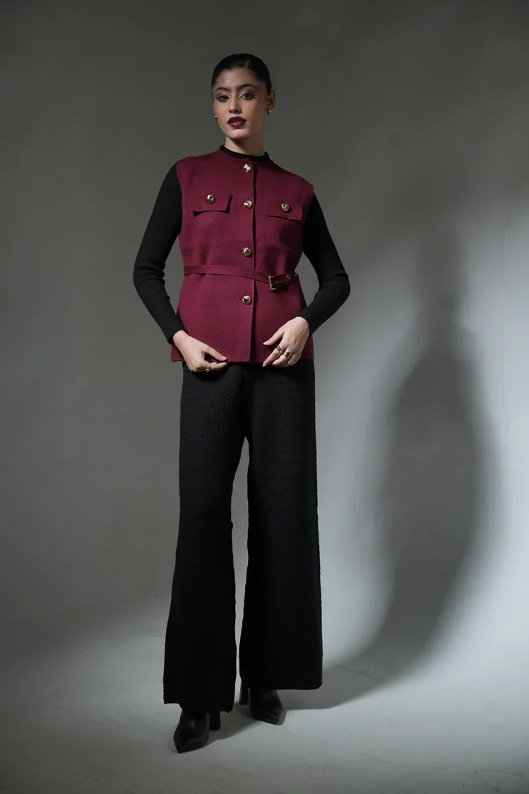 Picture of Sleeveless Knit Cardigan - Available at Raja Sahib