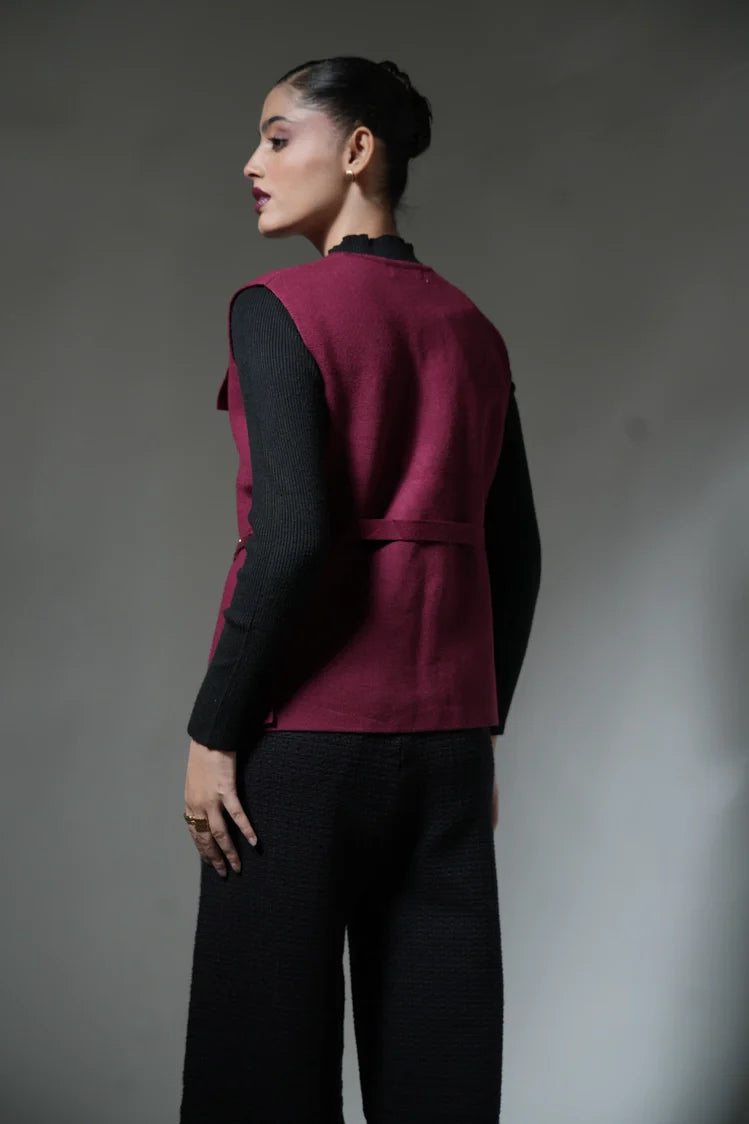 Picture of Sleeveless Knit Cardigan - Available at Raja Sahib