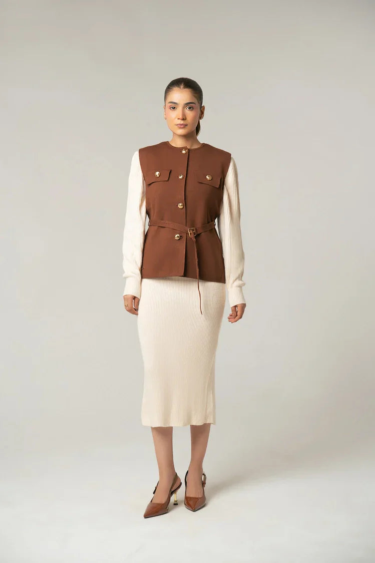 Picture of Sleeveless Knit Cardigan - Available at Raja Sahib