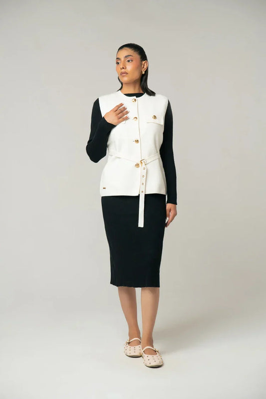 Picture of Sleeveless Knit Cardigan - Available at Raja Sahib