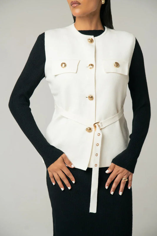 Picture of Sleeveless Knit Cardigan - Available at Raja Sahib