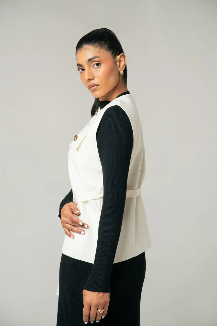 Picture of Sleeveless Knit Cardigan - Available at Raja Sahib