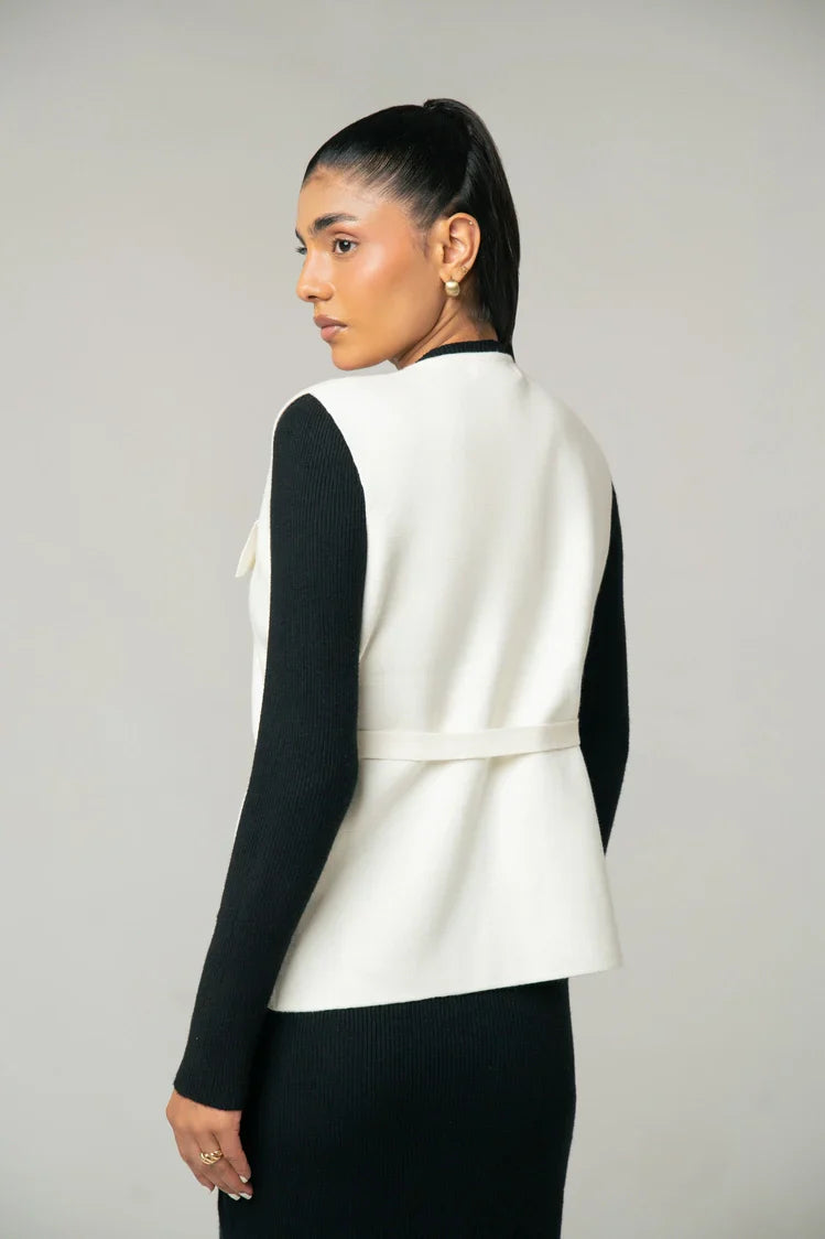 Picture of Sleeveless Knit Cardigan - Available at Raja Sahib